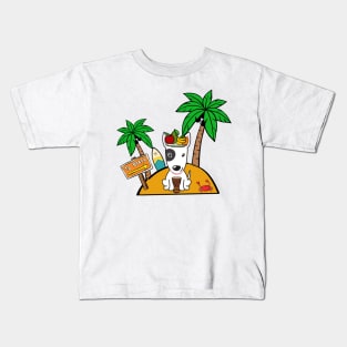 Funny bull terrier is on a deserted island Kids T-Shirt